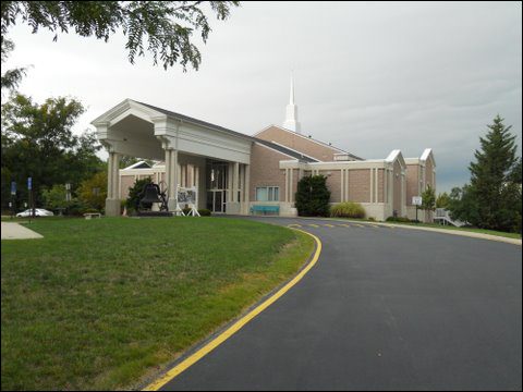 Modern church building with steeple