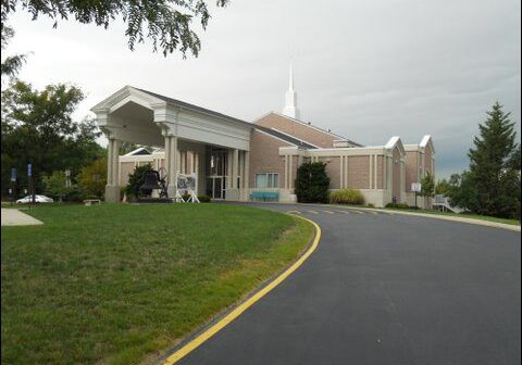 Modern church building with steeple